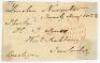 Robert Brudenell, 6th Earl of Cardigan. Original signed free-front envelope to a Mr. J. Jones of ‘Tunbridge’, dated and sent from London on November twenty four 1823’. Nicely signed ‘Cardigan’ in black ink. An early signature of Cardigan, who was a keen c