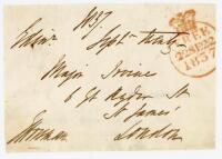 Edward Horsman. Cambridge University 1827-1829. Original signed free-front envelope to a Major Irvine of London, dated and sent from Edinburgh ‘September twenty 1837’. Nicely signed by Horman in black ink. A rare early signature of Horsman who, in 1872, w