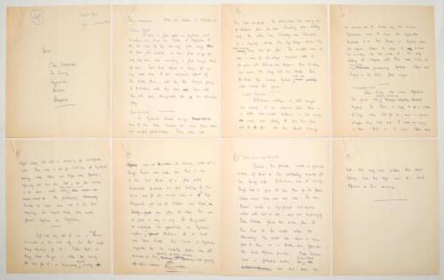 John Woodcock, cricket writer and journalist. &lsquo;Third Test Match at Edgbaston&rsquo;. Seven page handwritten article by Woodcock for the September 1970 issue of The Cricketer, reporting on the third &lsquo;Test&rsquo;, England v Rest of the World&rsquo;, 16th- 21st July 1970. Res