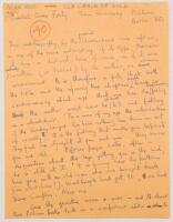 Alan Ross, cricket writer, poet and publisher. ‘Old Crock of Gold’. Three page (plus additional slip) handwritten article by Ross for The Cricketer ‘Bookshelf’ book review column on Tom Graveney’s autobiography ‘Cricket Over Forty’. The article is undated