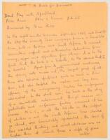 Alan Ross, cricket writer, poet and publisher. ‘A Basis for Discussion’. Three page handwritten article by Ross for The Cricketer ‘Bookshelf’ book review column on ‘Don’t Play With Apartheid’ by Peter Hain. The article is undated, but would have been writ