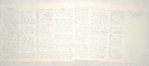 Ian Redpath. Victoria & Australia 1961-1976. Seven page handwritten article titled ‘I. Redpath’, written by Redpath, reminiscing on his cricketing life from his first visit to the Melbourne Cricket Ground as a ten year old in 1951, attending the Olympic G