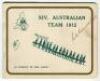 Australian tour of England 1912. Official folding itinerary card for the triangular tour with decorative covers ‘XIV Australian Team 1912... In pursuit of the Ashes’ to front cover