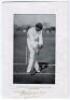 Kumar Shri Ranjitsinhji. Sussex & England. 1895-1920. Bookplate photograph of Ranjitsinhji in batting mode wearing cap, nicely signed to lower border by Ranjitsinhji. Bookplate taken from the ‘Jubilee Book of Cricket’, Ranjitsinhji 1897. Beautifully signe