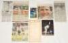 New Zealand Test cricketers 1950s-2010s. Twenty six mainly modern signatures on printed cards, business cards, cuttings laid down etc. Also seven signed newspaper and magazine cuttings. Signatures include Blair, G. Howarth, Wright, C. Cairns, McMillan, Co - 2