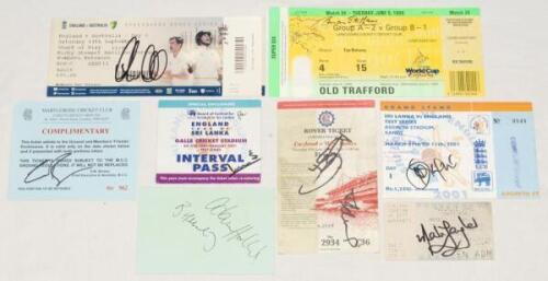 International signed match tickets and commemorative covers 1970s-2000s. A selection of official match tickets, commemorative covers etc. Signed match tickets include Brian Statham, Adam and Ben Hollioake (England), Mark Taylor, Steve Smith, Chris Rogers 