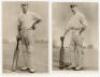 Pelham Francis ‘Plum’ Warner. Oxford University, Middlesex & England 1894-1920. Original engraved bookplate image of Warner standing full length leaning on a bat at the crease, with title to lower border ‘Mr. P.F. Warner’, from an photograph by Elliott & - 2