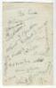 Sir Pelham Warner’s XI v England Past and Present, 1935. Album page signed by twenty one players who played in the match at Folkestone, 7th-9th September 1935. Signatures in ink for Sir Pelham Warner’s XI include W.Edrich, D. Compton, Dollery, Valentine, 