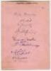 Cricket Umpires 1930/50’s. Large album page signed by nine Umpires from the period. Signatures include Frank Chester, Dai Davies, S.J. Staples, A. Skelding, Lee, H.G. Baldwin, B. Flint etc. G