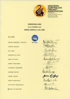 Sri Lanka 1987 & 1991. Two official Sri Lanka autograph sheets. Official Western Australia Cricket Association sheet fully signed by the twelve listed Sri Lank players for the match played at Perth, 28th- 29th December 1987, and an official sheet for the 