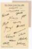 Surrey, County and tour signatures 1930s-1950s. A selection of album pages including two comprising signatures in ink of Surrey players of the period. Signatures include Bennett, Parker, Gover, Barling, Mobey, Squires, McIntyre, Whittaker (one smudged), E - 2