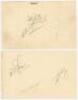 Surrey, County and tour signatures 1930s-1950s. A selection of album pages including two comprising signatures in ink of Surrey players of the period. Signatures include Bennett, Parker, Gover, Barling, Mobey, Squires, McIntyre, Whittaker (one smudged), E - 6