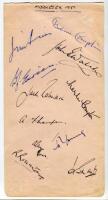 Middlesex 1951. Large album page very nicely signed in ink by eleven members of the team. Signatures include D. Compton, Sims, Edrich, Robertson, Thompson, Young, Sharp, L. Compton, Routledge etc. Good/ very good condition