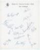 Somerset C.C.C. 1975. Official autograph sheet signed in ink by fourteen members of the 1975 Somerset team. Signatures include Brian Close (Captain), Viv Richards, Ian Botham, also Cartwright, Jones, Taylor, Slocombe, Clapp,¬†Moseley, Rose, and the rarer 