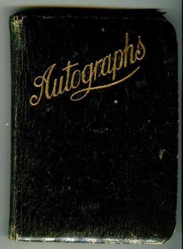 Autograph book early 1920s. Small autograph album comprising twenty nine real photograph cigarette cards laid down to pages, including Godfrey Phillips and J.E. Pattreiouex series.