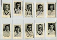 Signed trade cards. Selection of ten ‘World’s Best Cricketers’ trade cards, issued by Rover, Wizard & Adventure c1958, each signed by the player featured. Players signatures are May, Simpson, Wardle, Statham, Lock, Cowdrey, Robertson, Evans, Tyson and Tru