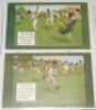 Cricket collectors’ and post cards. Album comprising an eclectic selection of over one hundred modern postcards and collectors’ cards. Collectors’ series include ‘Classic Cricket Cards’ (Qty 45), ‘T.C.C.B.’ (9), E.C.B. (7), and ‘Cornhill Insurance’ (5). O - 4