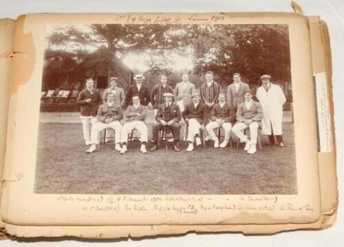 John Crawford William ‘Jack’ MacBryan. Somerset, Cambridge University & England 1911-1931. Large original scrapbook album compiled by MacBryan comprising official and candid photographs, postcards, cuttings, menus and scorecards relating to his sporting c