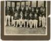 Australia tour to England 1930. Official mono photograph of the Australian touring party, seated and standing in rows wearing tour blazers and caps. Fully signed in ink to the photograph by all fifteen players. Signatures are Woodfull (Captain), Bradman, 