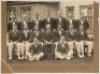 South Africa tour to England 1935. Large official mono photograph of the South African touring party seated and standing in rows wearing tour blazers. Printed players’ names to lower mount border. The photograph measures 14.25”x10.25”, laid to official ph