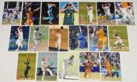 Australian international and domestic cricketers 2000s-2010s. Small black album comprising thirty six colour photographs of Australian cricketers in match action, each signed to the photograph by the featured player. Signatures include Khawaja, Head, Haze