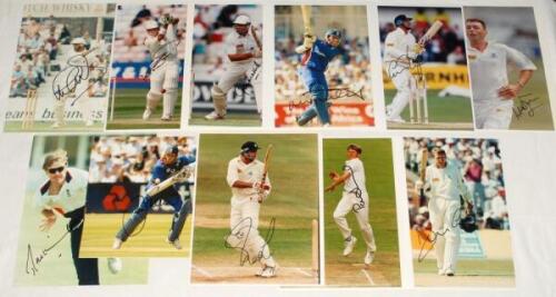 England 1980s-2010s. Forty original colour press photographs of England Test and County cricketers in match action and player portraits, each signed by the featured player. Signatures include Gooch, Stewart (2), Hick (2), Trescothick (2), Thorpe (2), Fras