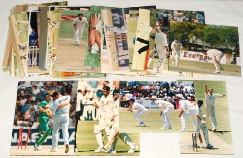 England tour to South Africa 1995/96. A good selection of sixty five original colour press photographs from the Test and one day international series and tour matches. Images depict match action, training etc. Players featured include Gough, Atherton, Hic