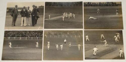 M.C.C. tour to Australia 1924/25. A selection of original mono press photographs from the 1924/25 Ashes tour. Six images are from the tour match, Victoria v M.C.C., Melbourne, 14th- 19th November 1924, featuring Gilligan and Douglas inspecting the wicket 