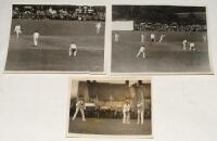 Kent. ‘Marden’s Red Letter Day’ 1925. Original mono press photograph of action from Marden & District XI v J. Seymour’s XI [James Seymour, Kent & London County 1900-1926], played at Marden 2nd May 1925 to celebrate the opening of the new pavilion. Seymour