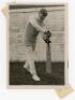 Australian tour to England 1921. Three original mono press photographs from the 1921 tour. Images including an excellent view of smiling spectators seated and standing at the boundary edge, many with improvised sun shades tucked in to their hats and caps, - 3