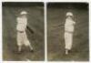 Young boy cricketer. Collection of Victor Forbin. Four original mono press photographs of a young boy in cricket attire, two each in batting and wicketkeeping poses. Pencil annotations to verso, ‘D.M.[Daily Mirror?] Sept 1st Page 1’, with stamps for V. Fo