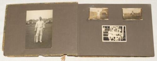 S.M. Gow. Hampstead C.C. 1919-1931. Original photograph album, formerly the property of Gow, comprising approx. seventy candid mono photographs of varying sizes laid down to pages and a small selection of six loose photographs, postcards and a Christmas c