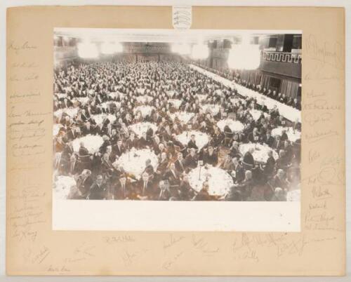 ‘Middlesex C.C.C. Centenary Dinner 1964. Large mono official photograph taken of the Dinner held on 20th July 1964 with guests seated on one long and numerous circular tables. The photograph laid down to mount and the mount signed by forty eight guests in