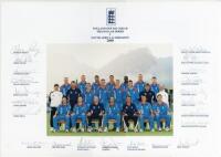 ‘England One Day Squad. Triangular Series v South Africa & Zimbabwe 2000’. Official colour photograph of the England players and support staff. The photograph, by Vivian Allen, Cape Town, with mount overlay with printed title and players names to borders,