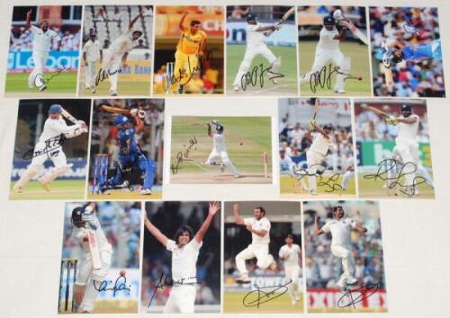 India player photographs 2010s. Fifteen colour photographs of player portraits, match action etc., each signed by the featured player. Each measures 6&rdquo;x4&rdquo;. Signatures are Virat Kohli, Ishant Sharma, Mohammed Shami (2), Prithvi Shaw, Rohit Sharma, Ravindra