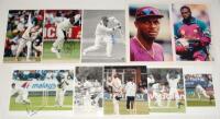 West Indies 1980s-1990s. Ten original colour and mono press photographs of West Indies Test cricketers in match action and player portraits, each signed by the featured player. Signatures are Joel Garner, Ian Bishop, Carl Hooper, Ottis Gibson, Gus Logie, 