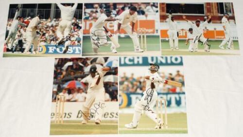 Pakistan tour to England 1996. Ten original colour press photographs of match action and practice from the Pakistan tour to England in 1996, each signed by the featured player. Signatures are Inzamam-ul-Haq, Ijaz Ahmed, Waqar Younis, Saeed Anwar, Mushtaq 