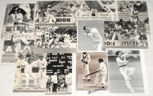 Pakistan tour to England 1987. A good selection of thirty original mono press photographs from the 1987 Test series and the odd tour match. Images depict match action, balcony scenes etc. Players featured include Gatting, Botham, Broad, Foster, DeFreitas,