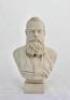 William Gilbert Grace. Gloucestershire & England. 1865-1908. Robinson & Leadbeater parianware bust of W.G. Grace. The bust with his name ‘W.G. GRACE’ to plinth with stamp ‘R&L’ for Robinson & Leadbeater to back. 8” tall. Circa 1880’s. Some chipping with s