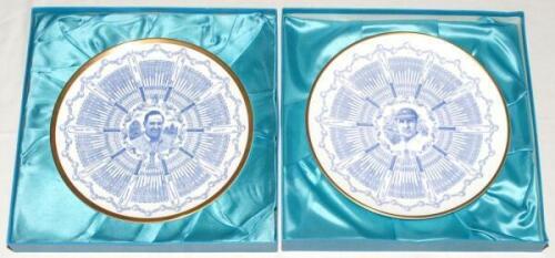 Century of Centuries commemorative plates. Three limited edition Century of Centuries plates in original presentation boxes. Two by Coalport for Colin Cowdrey and Les Ames, the other by Royal Grafton for Tom Graveney. VG