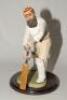 ‘W.G. Grace’. Large stone ware resin figure of Grace wearing M.C.C. cap and belt playing a forward defensive shot. The figure mounted on a stained mahogany base. Title W.G. Grace’ to front edge. Dennis Fairweather Collection with makers stamps and initial