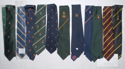 Cricket ties 1960s onwards. A good selection of thirty two cricket ties including ‘Cricket Ties. An International Guide for Cricket Lovers’, Vic Lewis, London 1984 with Lewis’s signature on card laid down to endpaper. Ties include South Africa player’s ti