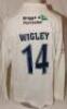 Northamptonshire C.C.C. Two match worn Northamptonshire 1st XI white long sleeve shirts both with County emblem to chest and sponsor’s logos to front and reverse. One plain white shirt with player’s name and number ‘Wigley 14’ (David Wigley, Northamptonsh - 2