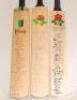 Lancashire C.C.C. 1982-2009. Three full size bats, each signed by Lancashire players. Gunn & Moore &lsquo;The County&rsquo; bat signed to the face by nineteen Lancashire players and twelve of Warwickshire, dated 1982. Signatures include C. Lloyd, D. Lloyd, Hayes, Fow