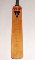 England tour to Australia 1982/83. Duncan Fearnley full size bat fully signed in ink to the face by all sixteen members of the England touring party. Signatures include Willis (Captain), Gower, Botham, Gould, Randall, Cook, Taylor, Miller, Hemmings, Cowan