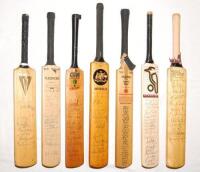 Miniature cricket bats 1960-1993. A selection of thirteen signed miniature bats of various sizes, including two with printed signatures. Larger bats, all 17” unless stated, include England 1979 (6 signatures), West Indies 1979/80 (14), Nottinghamshire Nat