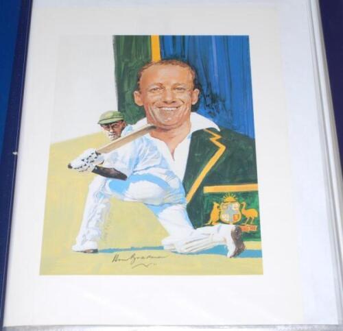 Lord’s Taverners Fifty Greatest cricketers. Forty one original bookplate prints of which thirty nine are signed by the featured player. Signatures include Don Bradman, Fred Trueman, Sunil Gavaskar, Mike Procter, Keith Miller, Clyde Walcott, Richard Hadlee