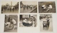 Ladies in sport 1920s. Six original mono press photographs of women taking part in sporting activities. Two images depict mothers pushing prams on the ‘Mothers London to Brighton walk with babies in perambulators’ 1923. The press caption to one describes 