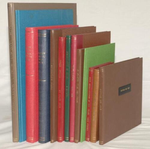 Bound facsimile sporting books. A collection of thirteen facsimile titles originally the property of David Rayvern Allen, each nicely bound in hard cloth covers. Subjects includes football, boxing, fox hunting, baseball, general and non-sport. Titles are 