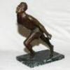 Athletics. ‘Breaking the Tape’. Bronze figure of an athlete lunging forward to complete a race. The elegant figure on marble base measures 13.5” tall. Maker and date unknown, possibly 1930s. Repair to top of left leg, otherwise a nice piece in good condit - 2